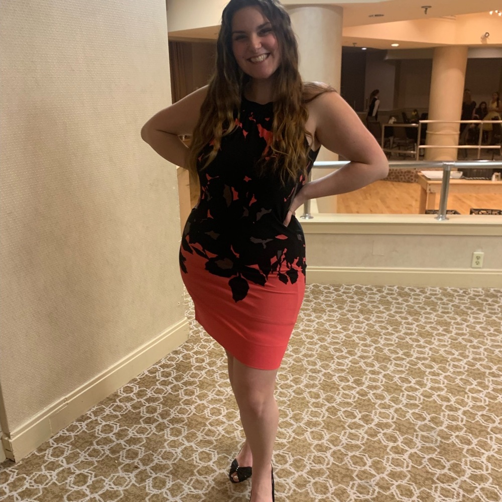 black and pink cocktail dress